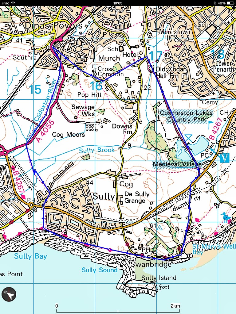 Original intended route - but we missed out the northern wet fields