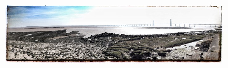 A panorama of the estuary. If you look really closely and squint you can see the Old Severn Bridge on the left.