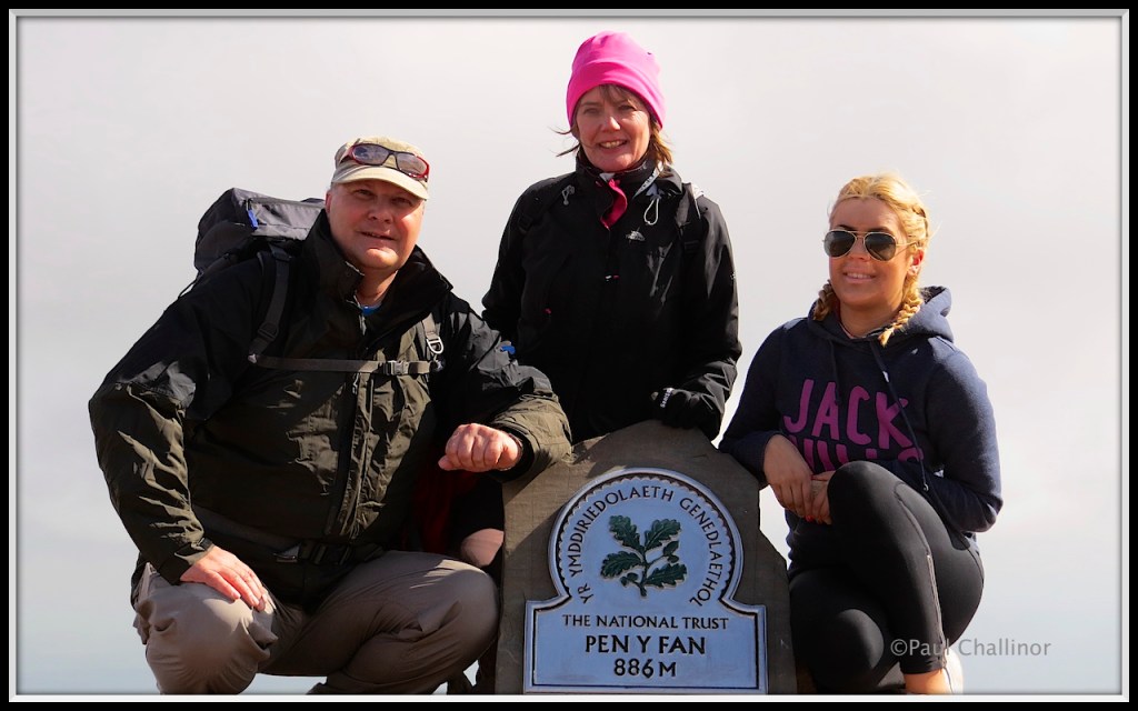 We conquered the mountain! On top of the Pen Y Fan cairn.