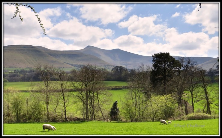 Looking down into Cwm Llwch and Cwm Cynwyn