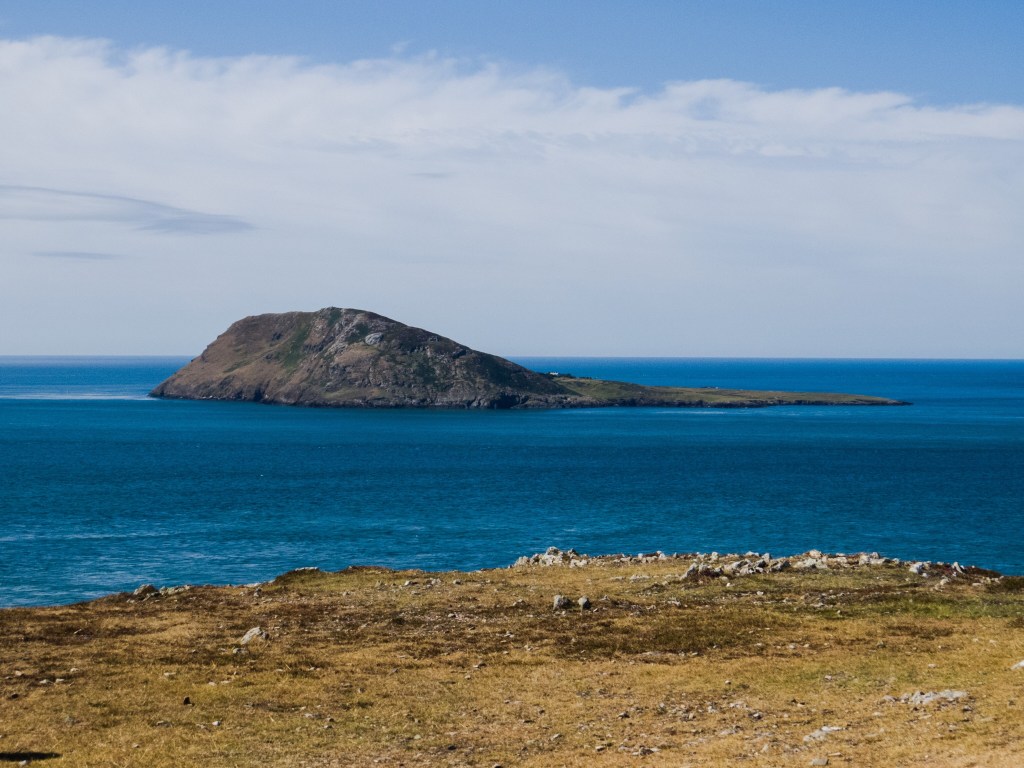Ynys Enlli from Mynydd y Gwyddel on the tip of the Lleyn Peninsula.