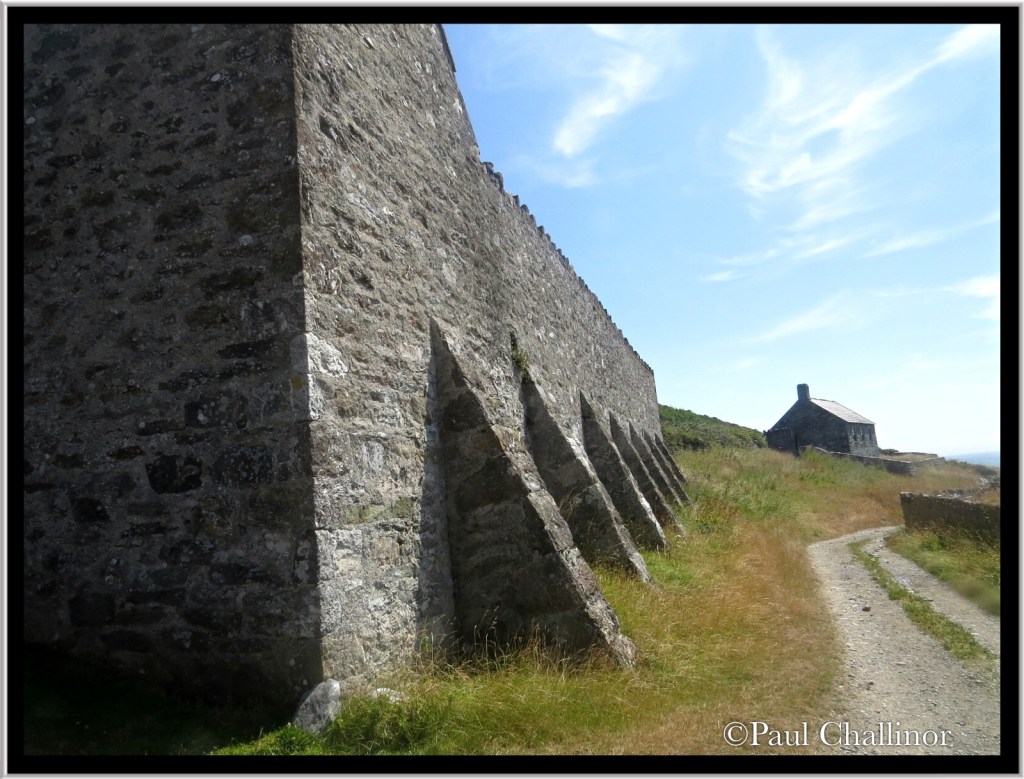 The Cristin had to be built up to provide level ground within the walls and required robust buttresses. This now forms part of the Bird Observatory.