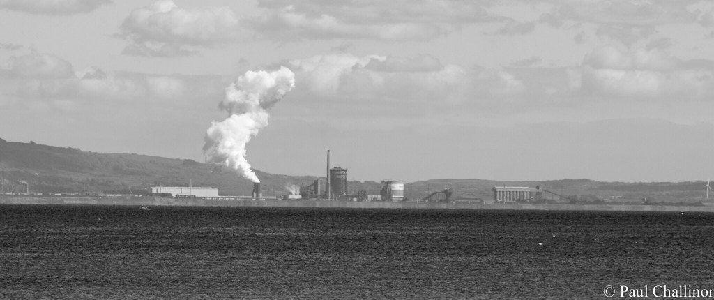 Port Talbot Steelworks on the other side of Swansea Bay.