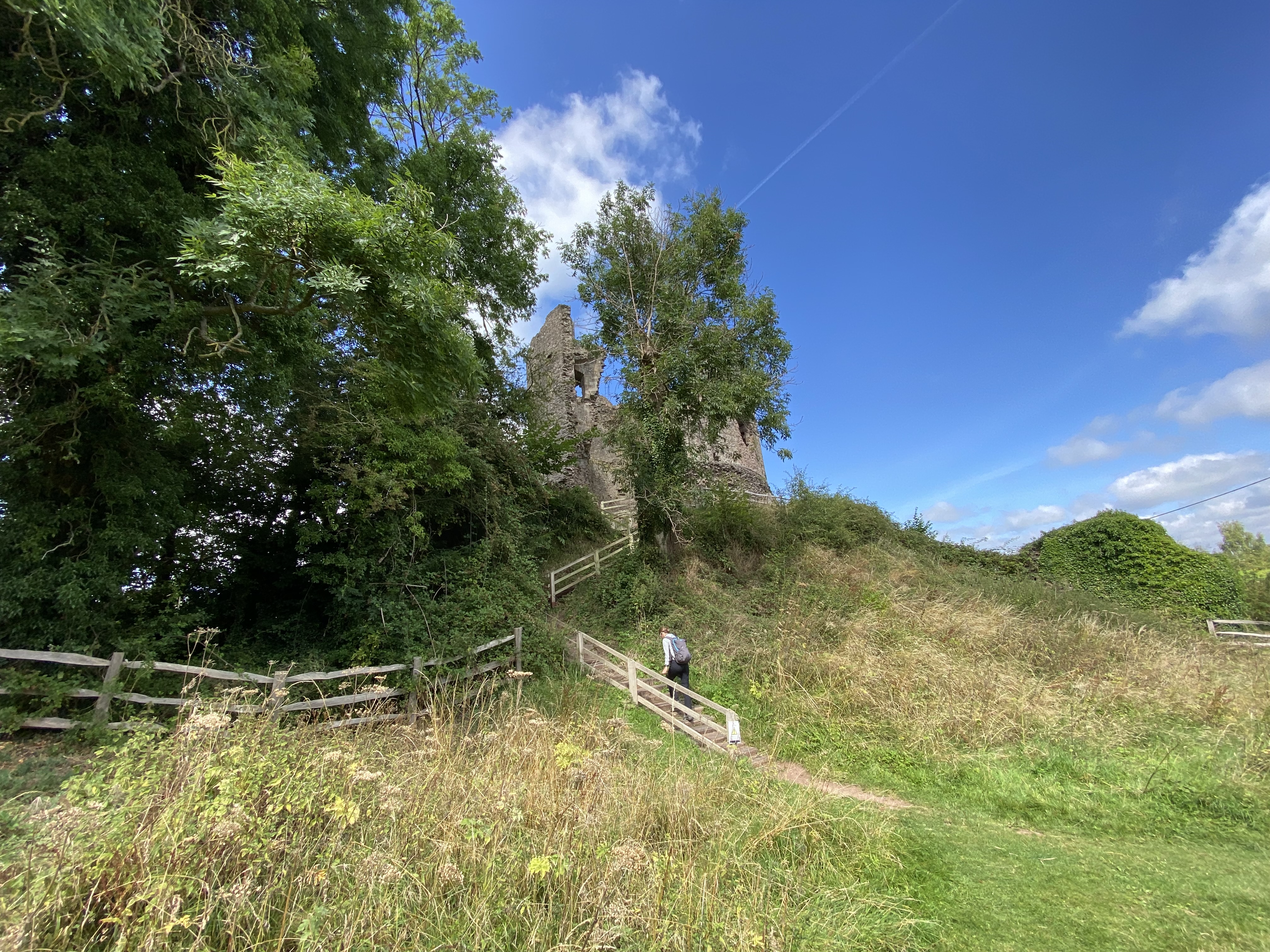 Auntie making an intrepid ascent upwards towards the keep.